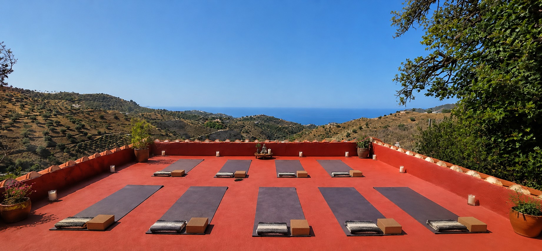 Yoga platform above the Mediterranean